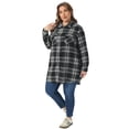 thumbnail image 3 of DARING DIVA Women's Plus Plaid Shacket Long Sleeve Flannel Fashion Jacket 1X Black, 3 of 6