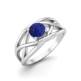 thumbnail image 2 of 0.50 Ctw Round Lapis Crossover Shank 925 Sterling Silver Valentines Day Gifts Ring, 2 of 3