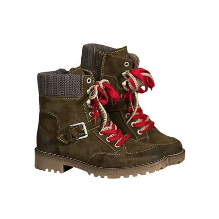 

UKAP Womens Warm Boots Lace up Zipper knitting Boots Mid Calf Winter Snow Boots Boots Shoes