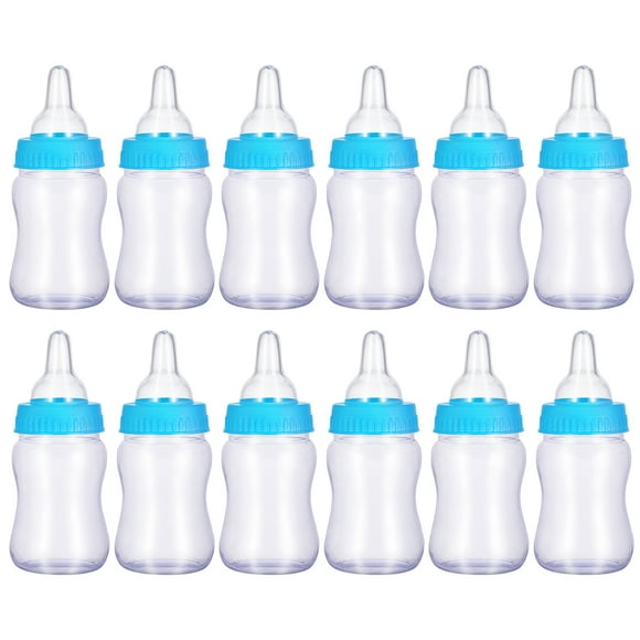 NUOLUX 12pcs Mini Candy Bottle Gift Box Baby Shower Pacifiers Favors (Blue)