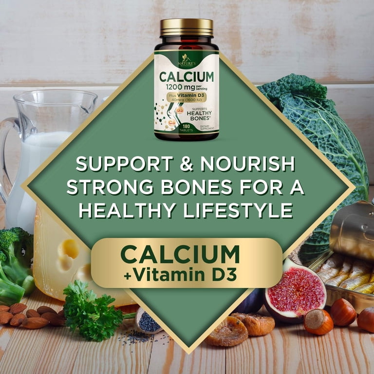 Calcium & Vitamin D3 High Strength Capsules - 600mg, 180 Capsules, Supports Bones, Teeth & Muscles