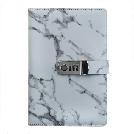 wired marbled pu diary password lock a5 journal note leather code books