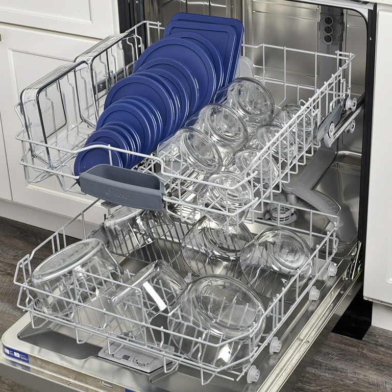 Anchor Hocking Clear Glass Food Storage,30 Piece Set with Navy