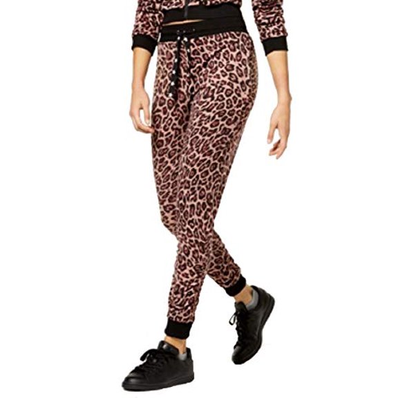Material Girl Juniors' Ruched-Leg Jogger Pants (Leopard, L)