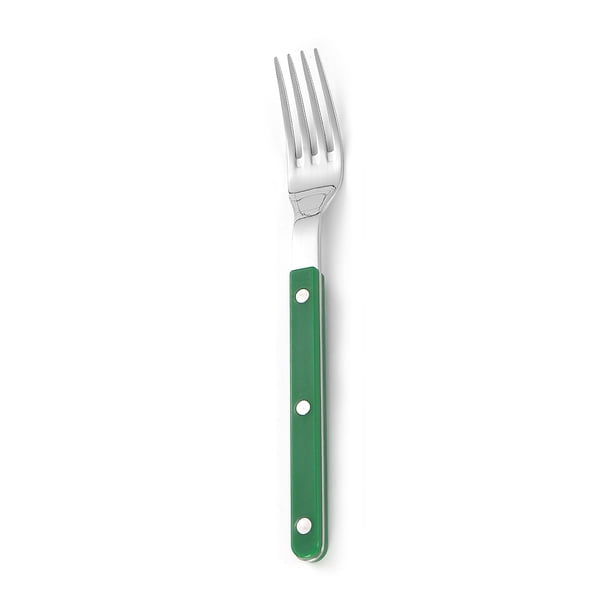 Nvzi Rivet Clamp Handle Kitchen Stainless Steel Silverware Tableware Flatware Cutlery Fork Western Tableware -Green,4 pieces