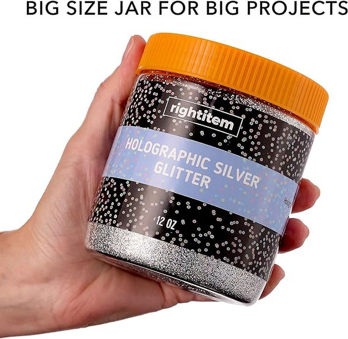 Nail Glitter - Platinum Hollographic Fine Glitter in Jar - 12 Oz Glitter for Crafts - Glitter for Slime - Face Glitter - Candle Glitter - Body Glitter