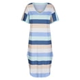 thumbnail image 6 of Sexy Dance Women Nightgown Dress Sleepwear Short Sleeves Shirt Casual Striped Print Sleepdress Soft Sleepshirt Loose Fit Loungewear, 6 of 11