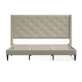 thumbnail image 3 of Huppe Upholstered Platform Bed Frame / Button Tufted MCM Wingback / Mattress Foundation / No Box Spring Needed / Easy Assembly, Beige, King, 3 of 6