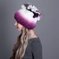 thumbnail image 3 of Contrast Color Furry Hat for Women  Winter Beanie with Patchwork, 3 of 4