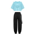 thumbnail image 2 of Hansber Kids Girls Hip Hop Clothes Crop Top with Harem Pants Set 2 Piece Workout Outfits Jazz Street Light Blue 6, 2 of 5