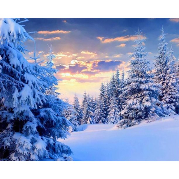 Lienzo pintado pintura al óleo por números nieve bosque pared arte moderno dormitorio decoración Tmvgtek decoración de arte en el hogar