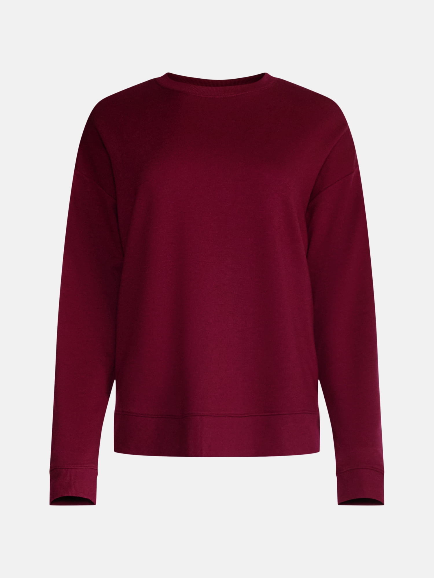 Joyspun Women's Fleece Lounge Sleep Top with Long Sleeves, Sizes XS-3X