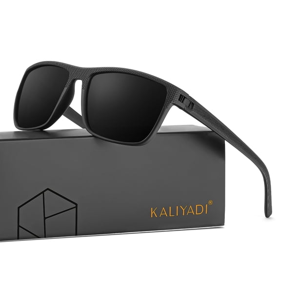 KALIYADI Polarized Sunglasses for Men Women,Lightweight Sun Glasses with UV Protection for Driving Fishing Golf(Black)