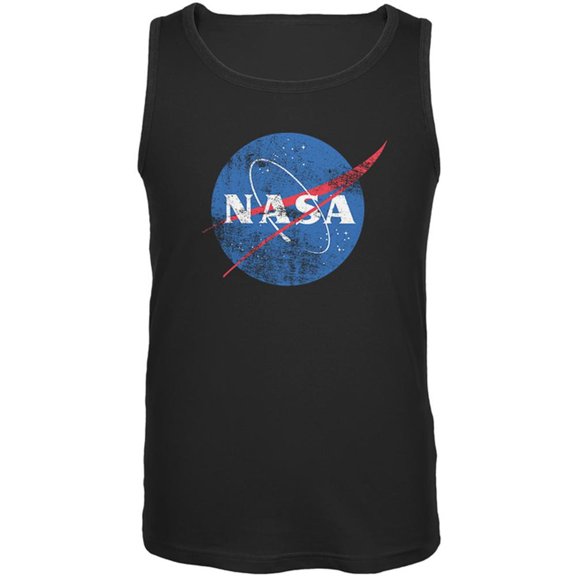 NASA Distressed Logo Mens Tank Top Black MD