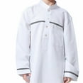 thumbnail image 4 of Zhuashum Onesies 7-8 Years Crew Robe National Teenage Long Sleeve Embroidered Arab Robe Set Comfortable Boy Clothes White, 4 of 6