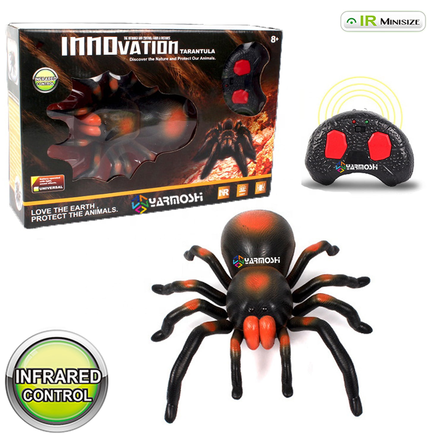 Remote Control Creepy Soft Reptile Spider Infrared RC Tarantula Bug Joke Toy 