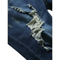thumbnail image 6 of Seyurigaoka Men Casual Jeans Solid Color Long Trousers with Broken Holes, 6 of 9