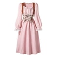 thumbnail image 5 of Girls Renaissance Corset Dress Puff Sleeve Peasant Medieval Dresses Ruffle Cute Elegant Party Outfits Pink, Size 9 Y, 5 of 7