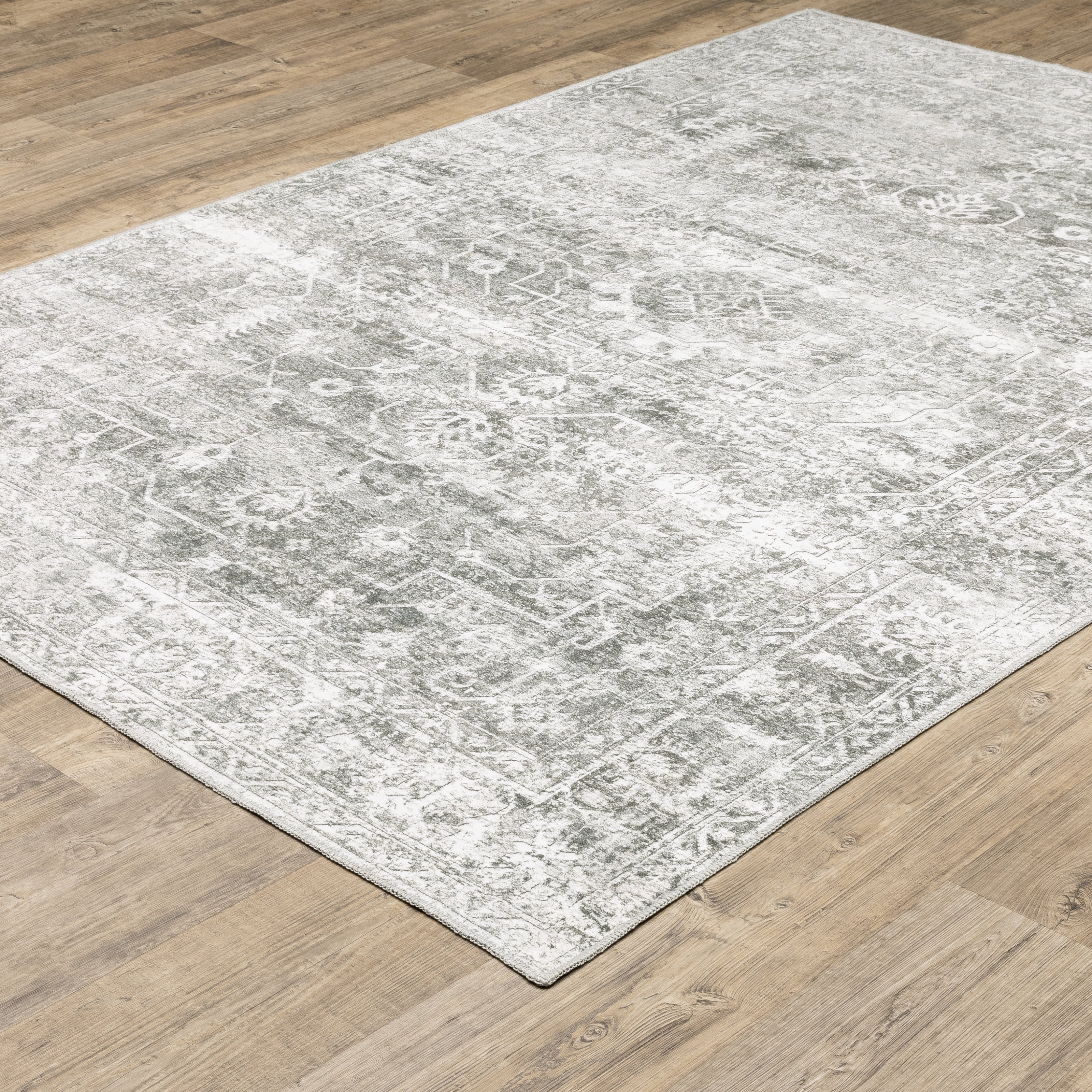 Avalon Home Marlowe Washable Distressed Oriental Grey/ Ivory Indoor Area Rug