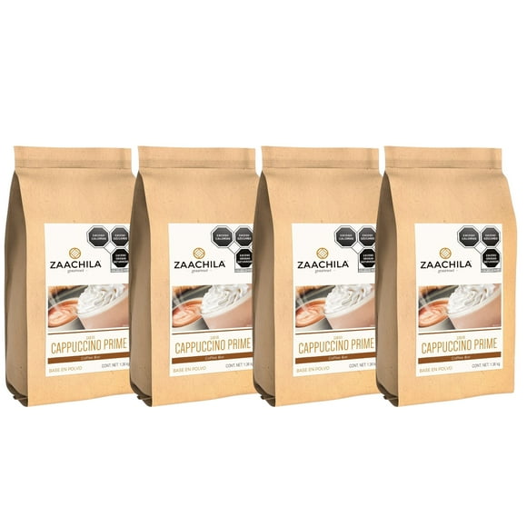 BASE EN POLVO PARA BEBIDAS ZAACHILA CAPUCCINO PRIME 4 PIEZAS