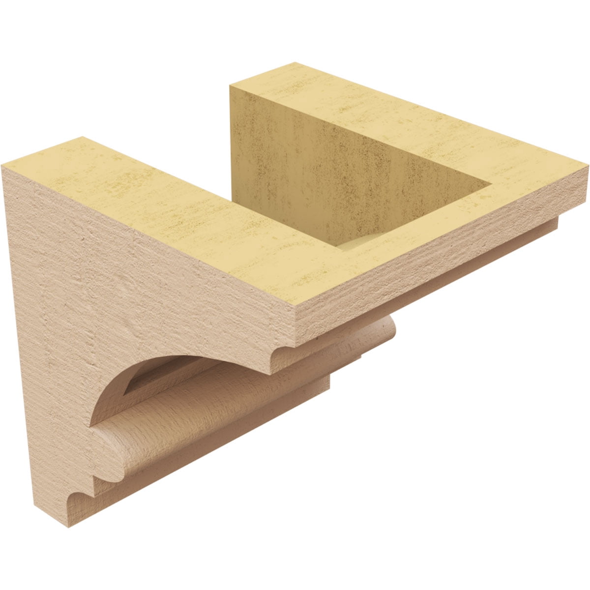 4"W x 4"D x 4"H Wide Diane Rough Cedar Woodgrain TimberThane Corbel, Primed Tan