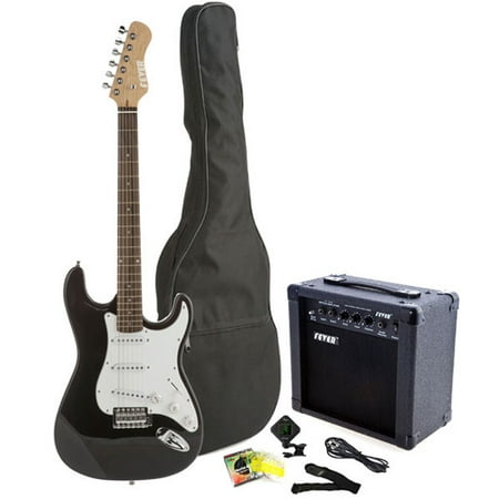 Fever Full Size Electric Guitar with 20-Watts Amplifier, Gig Bag, Clip on Tuner, Cable, Strap and Strings Color
