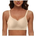 thumbnail image 2 of Siilsaa Women's Blissful Benefits Underarm-Smoothing with Seamless Stretch Wireless Lightly Lined Comfort Bra Rm3911w Beige,2XL, 2 of 5