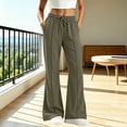 thumbnail image 2 of Kvture Womens Casual Loose Drawstring Elastic Waist Wide Leg Lounge Pants Lightweight Baggy Sweatpants Joggers with Pocket Army Green Pant L, 2 of 7