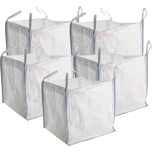 5 x nuevas bolsas FIBC a granel para desechos de construcción y jardín, bolsas gigantes de 1 tonelada, bolsas de almacenamiento resistentes