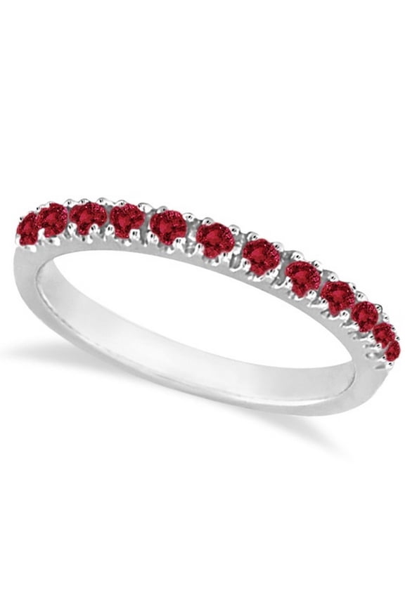 Ruby Stackable Ring Guard Band 14K White Gold (0.37ct)