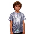 thumbnail image 4 of EnJoCho Girls Sparkly Short Sleeve T Shirt Kids Shinny Crew Neck Loose Fit Pullover Tops Summer Trendy Casual Shirts, 4 of 5