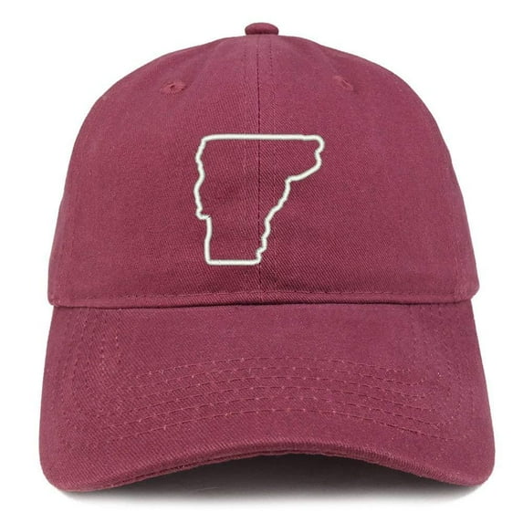 Trendy Apparel Shop Vermont State Outline State Embroidered Cotton Dad Hat- Black