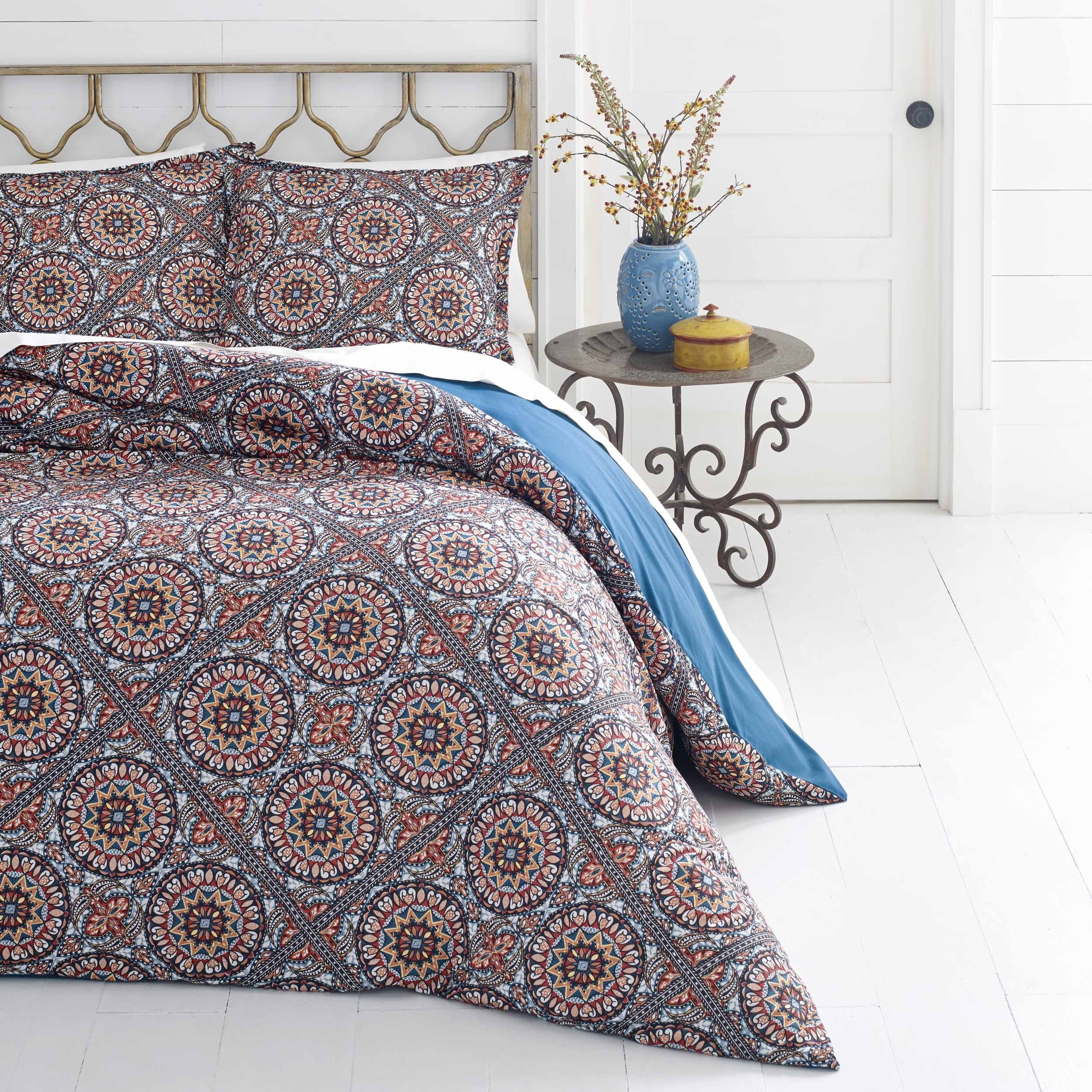 Azalea Skye Sitka Suzani Dark Red Duvet Cover Set Full Queen