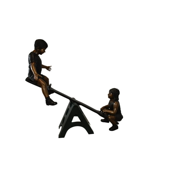 Nifao Playful Children 59 in See-Saw Bronze Garden Statue, Life Sized