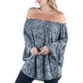 thumbnail image 3 of 24seven Comfort Apparel Plus Size Bell Sleeve Loose Fit Tunic Top, 3 of 4