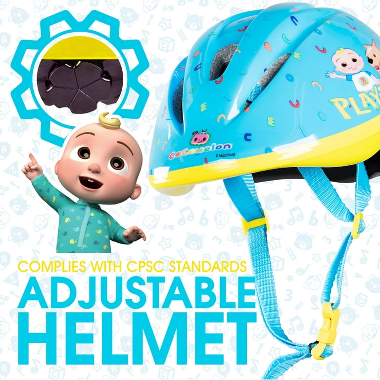 Cocomelon Toddlers Balance Bike Adjustable Helmet Light up 10 Wheels Lightweight Trainer Blue Walmart