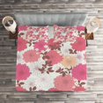 thumbnail image 2 of Ambesonne Floral Quilted Coverlet 3 Pcs, Bloom Bouquet Romance, Queen Size, Pink Grey, 2 of 2