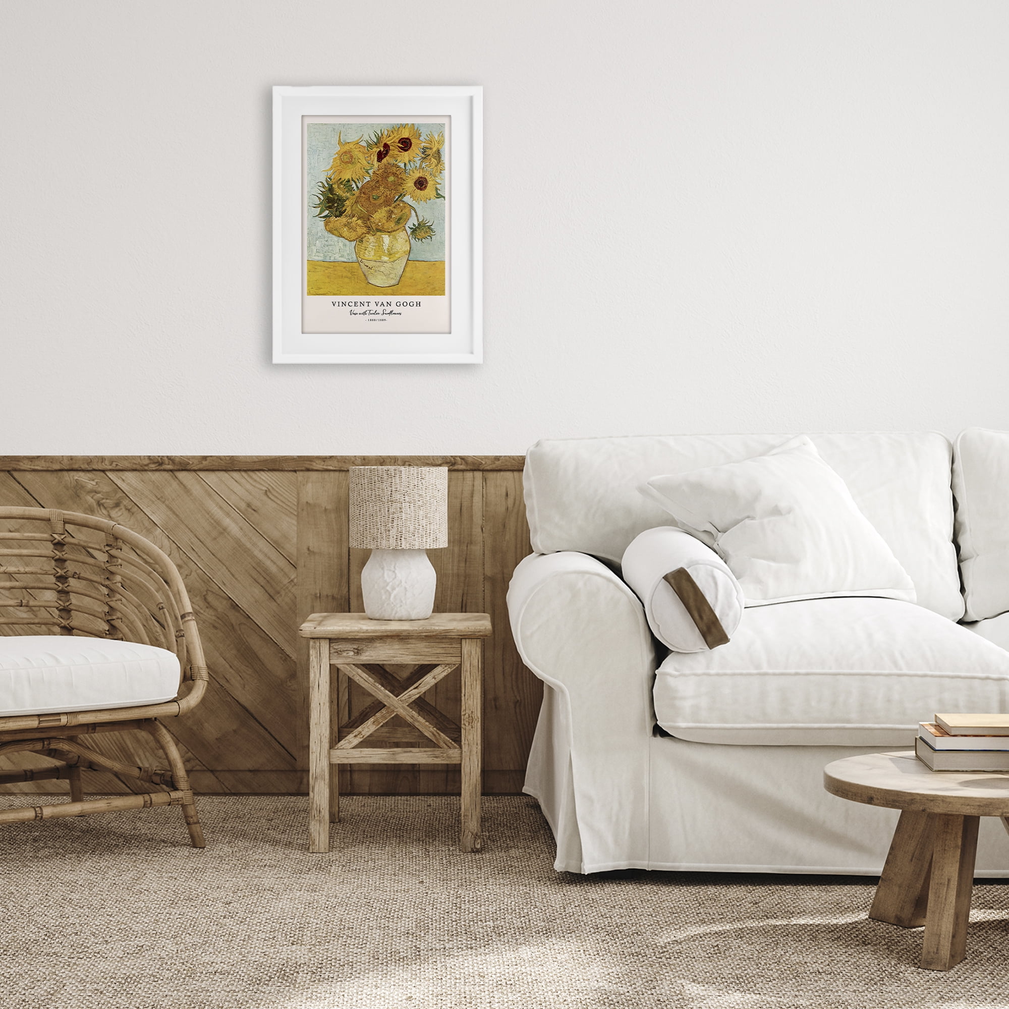 Stupell Industries Classic Vase with Twelve Sunflowers White Framed Print Under Glass, design by Vintage Hustle