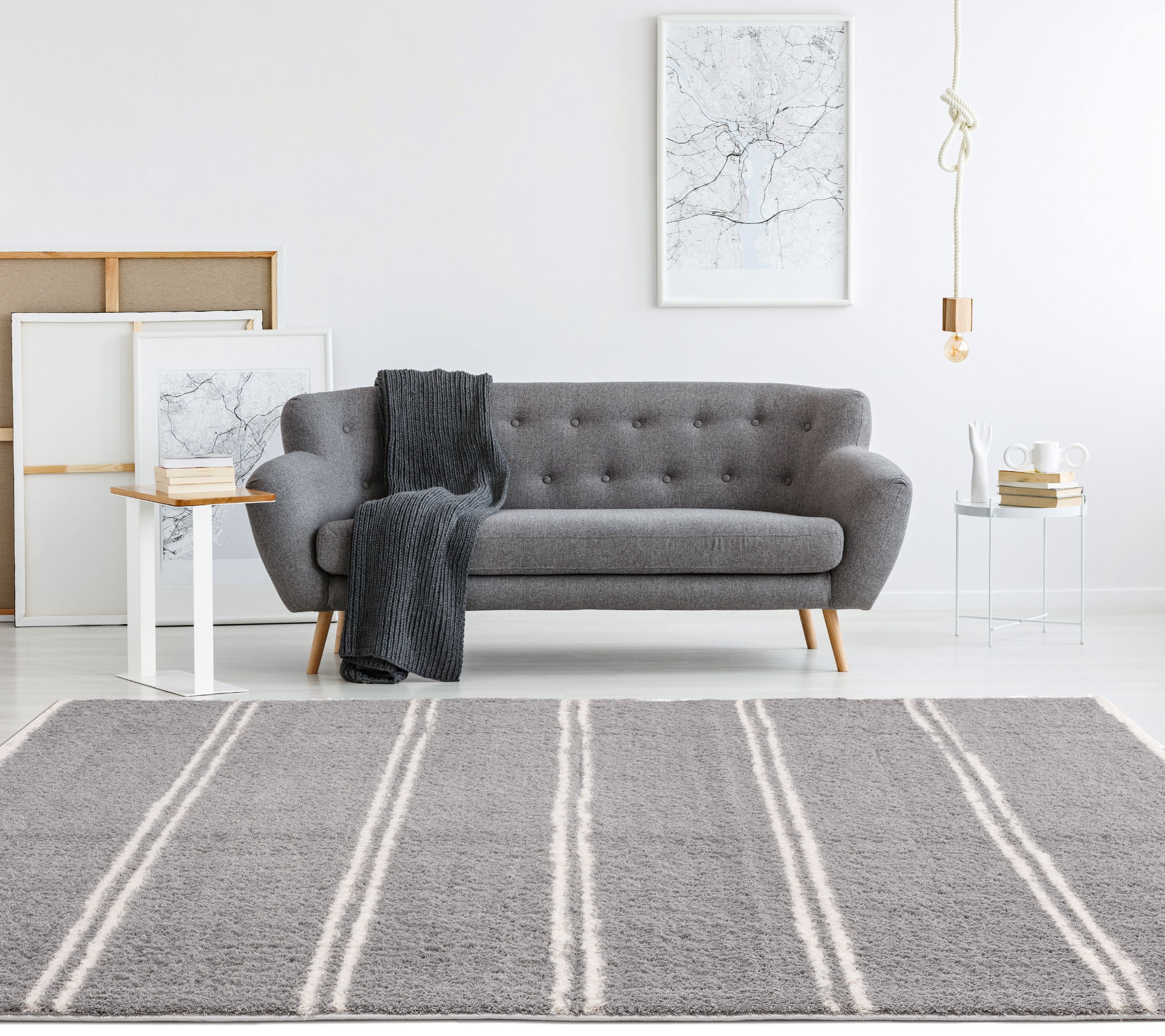 United Weavers Celestial Gadreel Contemporary Stripe Area Rug, Grey, 5'3" x 7'2"
