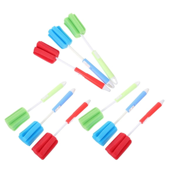 Raindrops Bottle Cleaning Kit, Adjustable Handle, Soft Sponge, Assorted Color, 9Pcs