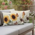 thumbnail image 4 of Sunflower Pillow Covers 2 Pack Summer Floral Bee Pastoral Style Vintage Background Pillowcase Waterproof Outdoor Throw Pillow Cover for Patio Balcony Rectangular Cushion 20”x12”, 4 of 9