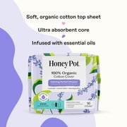 Honey Pot 100% Organic Cotton Cover Calming Herbal Infusion Super Pads, 16 Count