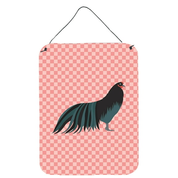 Caroline's Treasures BB7833DS1216 Sumatra Chicken Pink Check Wall or Door Hanging Prints, 12x16, multicolor