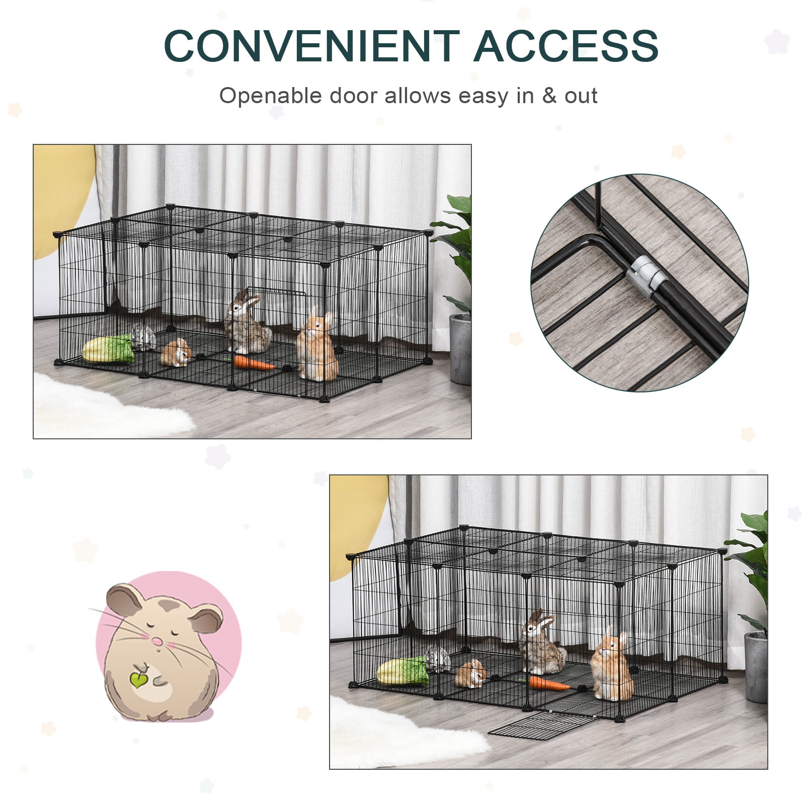 Pawhut Small Animal Cage Indoor Outdoor for Rabbit Chinchilla Hedgehog  Guinea Pig