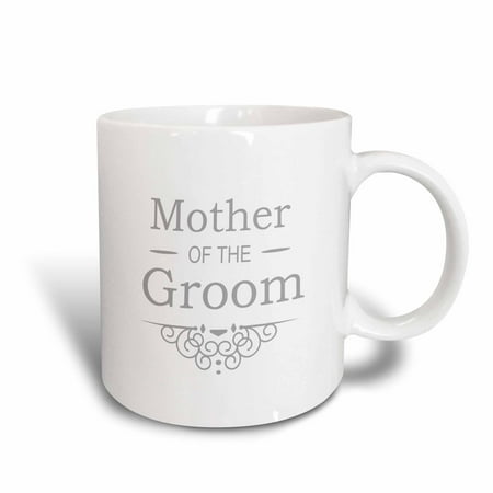 Silver Plated Coffee Set - 3dRose Mother of the Groom in silver - Wedding - part of matching marriage party set - grey gray swirls, Ceramic Mug, 15-ounce