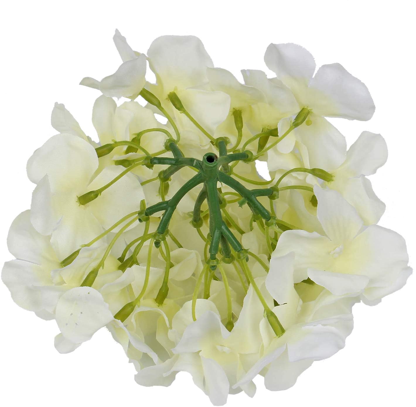 Silk Hydrangea Heads Artificial Flowers Heads with Stems for Home Wedding Decor,Pack of (Ivory)