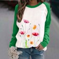 thumbnail image 1 of ICHUANYI Clearance Fashion Women's Spring Fall Patchwork Printed Long Sleeves Round Neck Casual Tee Tops ICHUANYI "ICHUANYI", 1 of 4