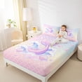 thumbnail image 3 of Feelyou Kawaii Mermaid Tail Scallop Ocean Queen Sheet Sets for Girls, Dreamy Wave Marine Bed Set, Pink Purple, 4pcs, 3 of 5