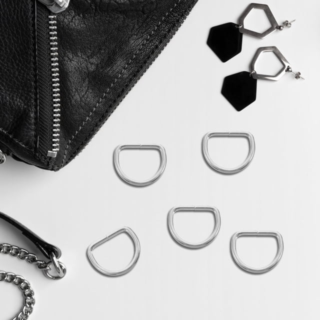 OFFIGAM 100Ud Anillas D De Metal Plateado Para Bolsos Accesorios Y Bricolaje Con Resistente