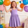 thumbnail image 4 of BCSIOAOI Dress Girls,Tie Shoulder Sleeveless A-Line Casual Dress with Pockets Purple 11-12 Years, 4 of 9